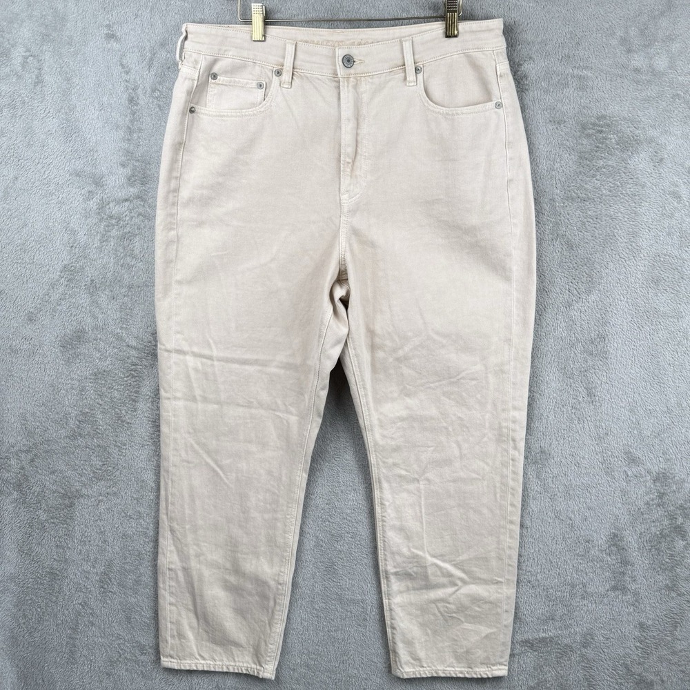 American Eagle Jeans Womens 14 Beige Cotton Mid Rise Pants Classic Logo Preppy